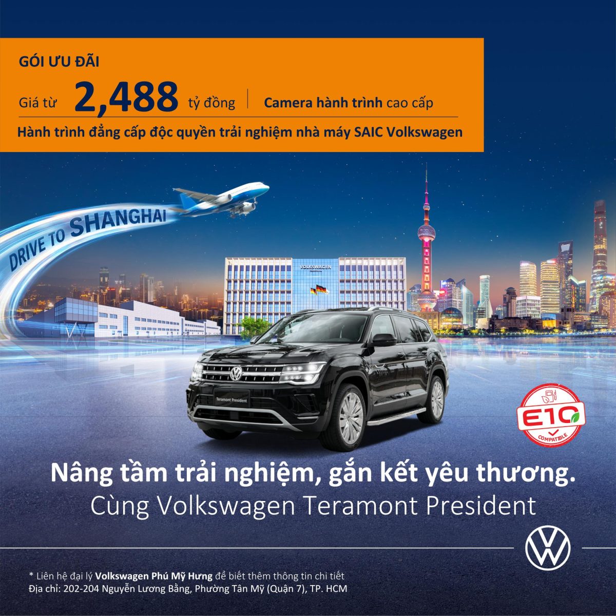Volkswagen Teramont President màu đen với thiết kế SUV 7 chỗ sang trọng, động cơ mạnh mẽ và nhiều công nghệ an toàn cao cấp tại Volkswagen Phú Mỹ Hưng.
