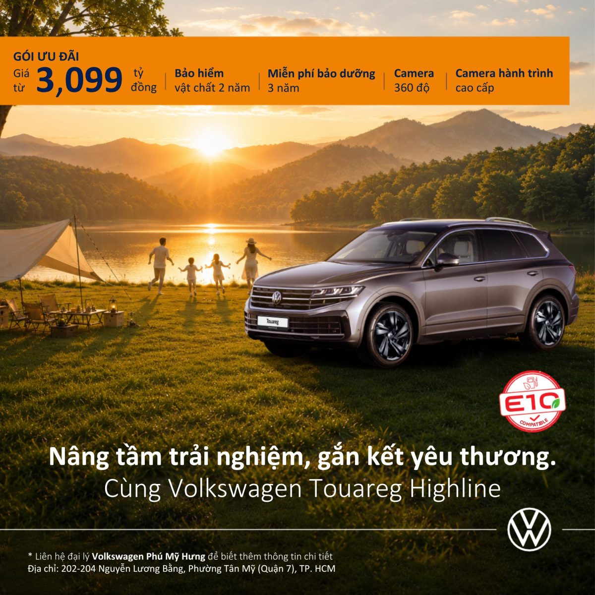 Volkswagen Touareg Highline màu xám, mẫu SUV hạng sang với thiết kế hiện đại, công nghệ tiên tiến và khả năng vận hành mạnh mẽ tại Volkswagen Phú Mỹ Hưng.