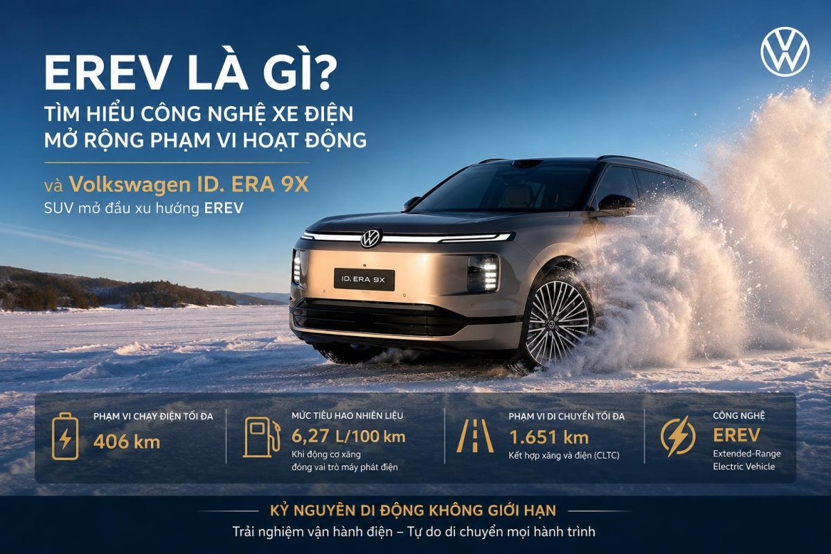 EREV là gì - Volkswagen ID. ERA 9X ứng dụng công nghệ xe điện mở rộng phạm vi hoạt động