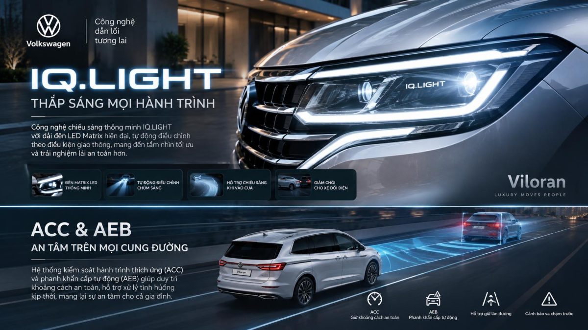 Công nghệ an toàn Volkswagen Viloran với ACC và hỗ trợ phanh khẩn cấp AEB