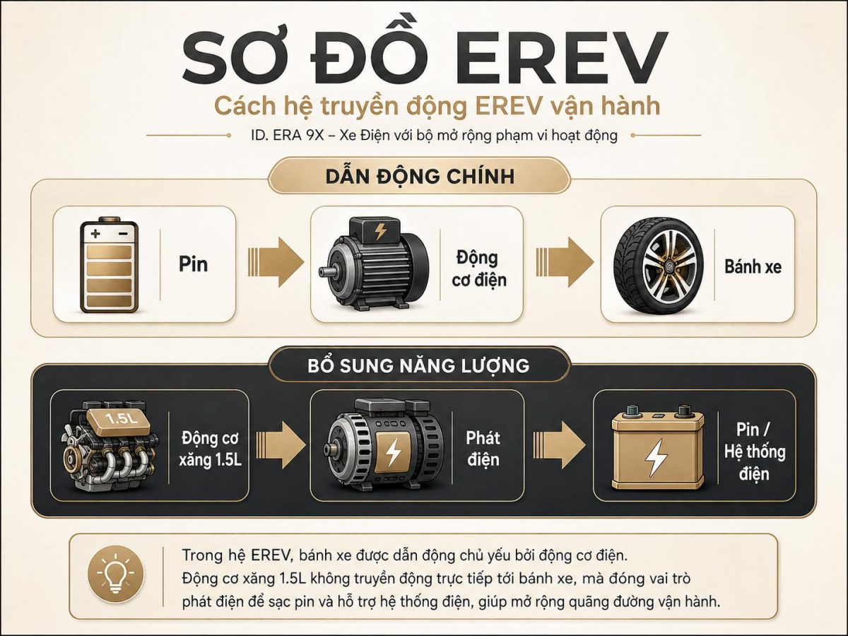 Sơ đồ công nghệ EREV trên Volkswagen ID. ERA 9X