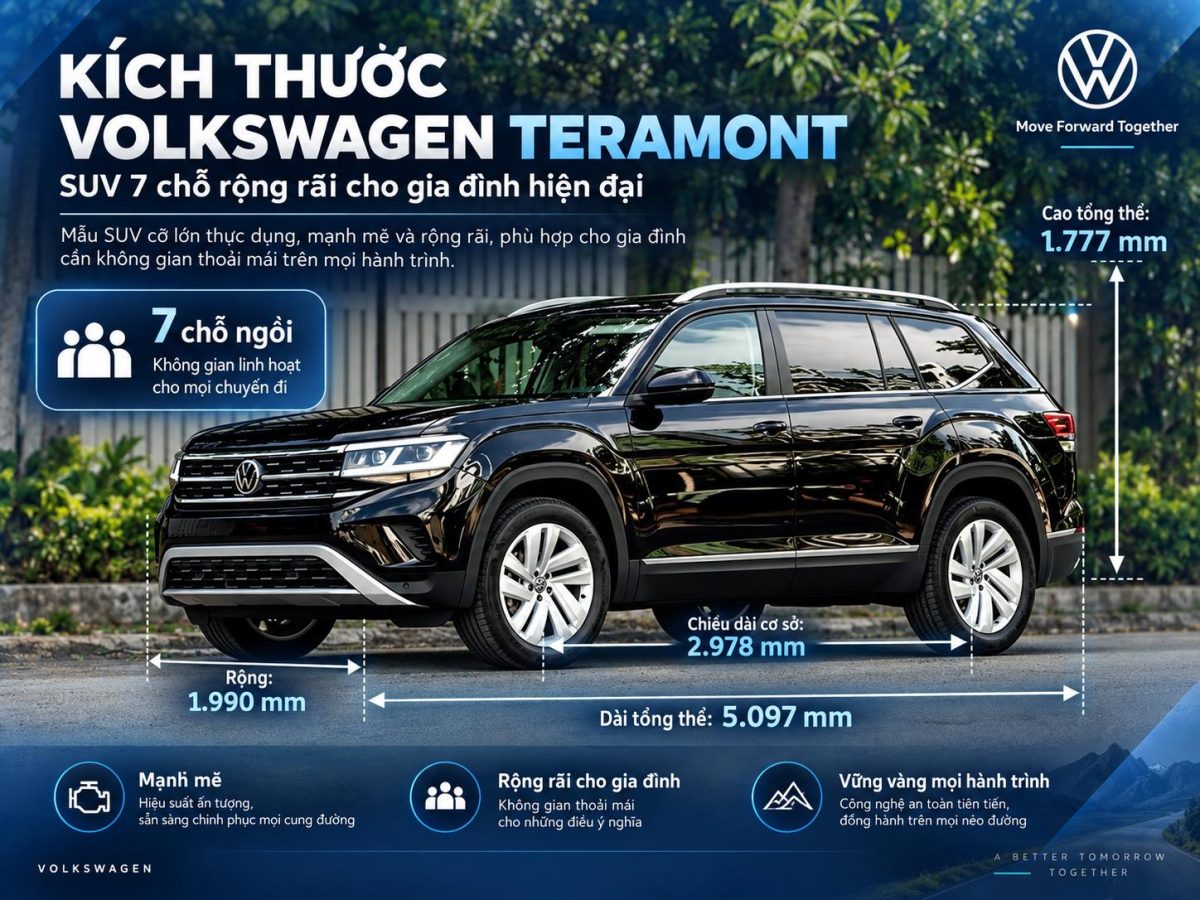 Kích thước Volkswagen Teramont 7 chỗ
