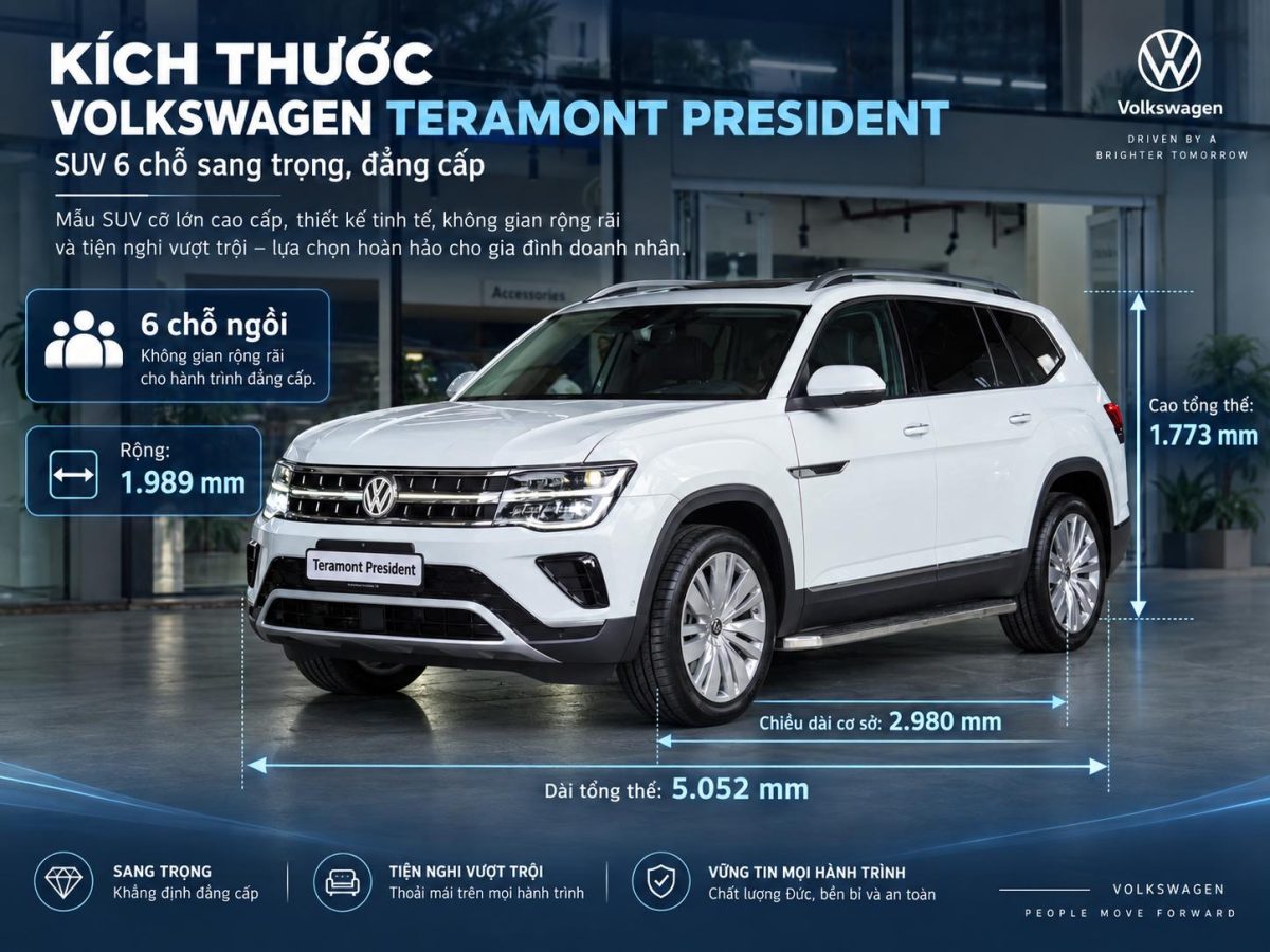 Kích thước Volkswagen Teramont President 7 chỗ
